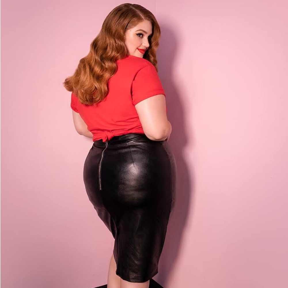 Vixen by Micheline Pitt Faux Leather Skirt 4X